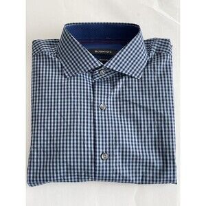 NEW BUGATCHI CASUAL SHIRT CLASSIC FIT SIZE M 100% COTTON BLUE PLAID (CO- 40)